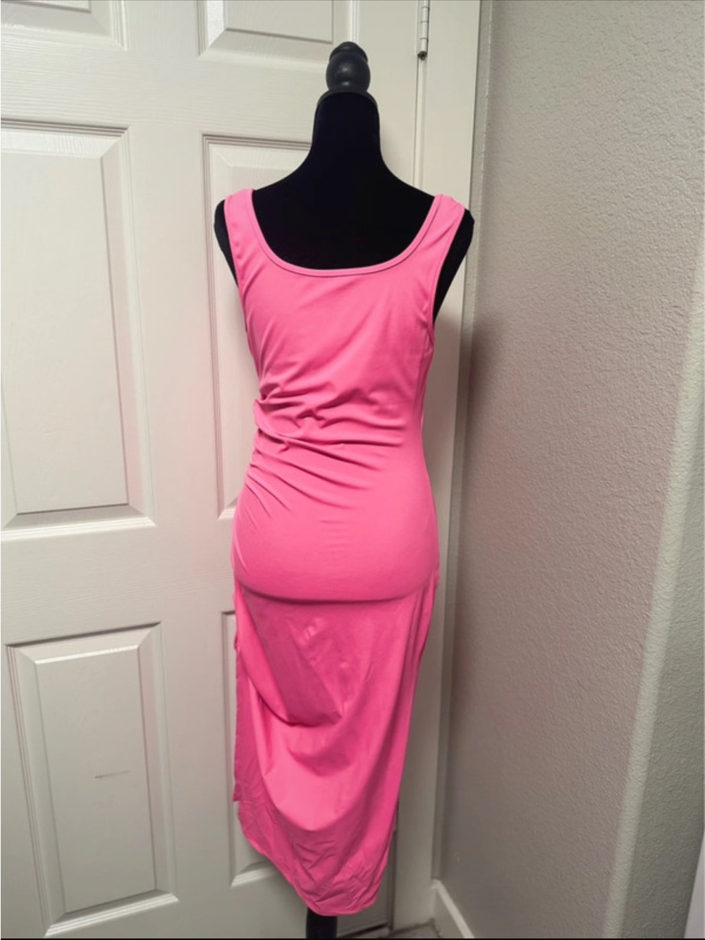 Pink Ruched Side Tank Midi Dress - Picture 3 of 3